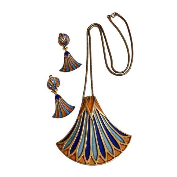 Incredible Rare 1960s Pristine Trifari Egyptian Revival Necklace Set (A9406) - Picture 1 of 9